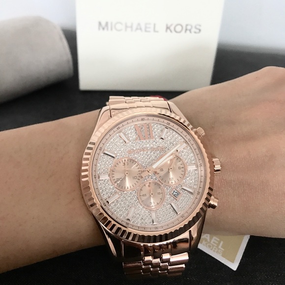 MK Lexington Crystal Pave Chronograph Watch - Picture 4 of 6